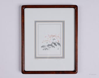 Framed Art Print by Katsumi Sugita, "Kiku, Sumi-e, Watercolor, Signed and Framed, 8x10