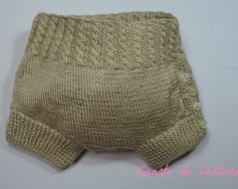 Pattern for diaper covers with cable-knit waistband