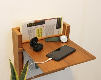 Wall mounted magazine rack | Wooden mid century magazine book shelf | Magazine frame | Book holder