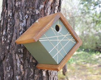 Bird house modern contemporary scandinavian in wood.