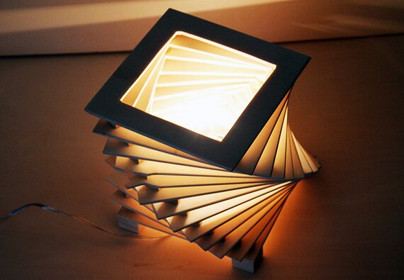 geometric wood table lamp