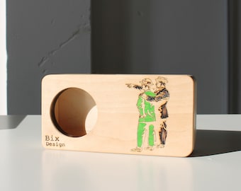 Somewhere. Wood phone stand. Phone amplifier, passive phone speaker, phone stand, gift idea