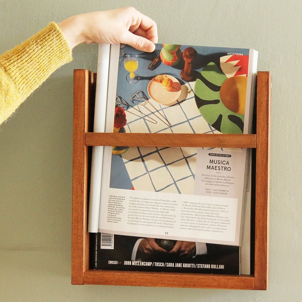 Wall Mounted Magazine Rack Etsy