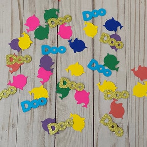 Shark Birthday, Table Decor Scatter, Confetti, Blue Yellow Green Pink Purple Gold, 200 Pieces