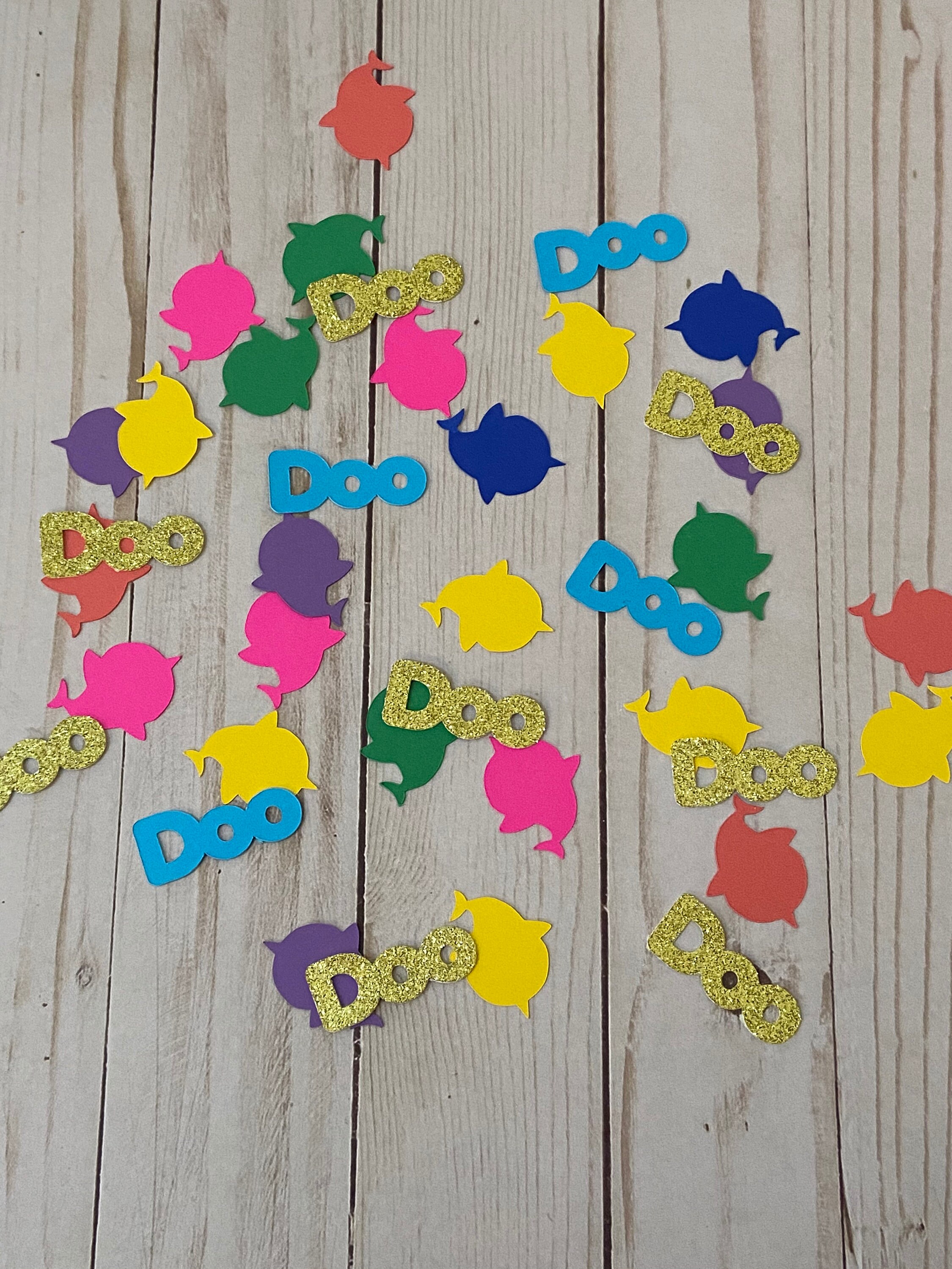 Shark Birthday Table Decor Scatter Confetti Blue Yellow Green Pink Purple Gold 200 Pieces