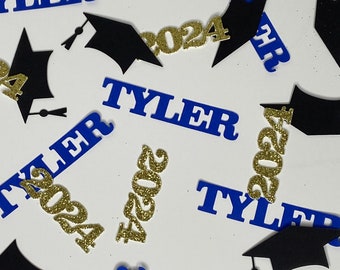 Graduation Confetti, Graduation Party Decor, Custom Name, Made to Order, Customizable, Choose Your Colors, Any Year, 100 pieces