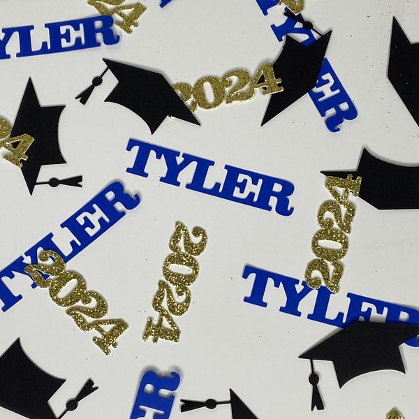 Graduation Confetti, Graduation Party Decor, Custom Name, 2024, Made to Order, Customizable, Choose Your Colors