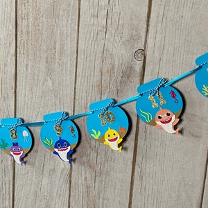 Baby Shark First Year Photo Banner: Monthly Milestone Garland