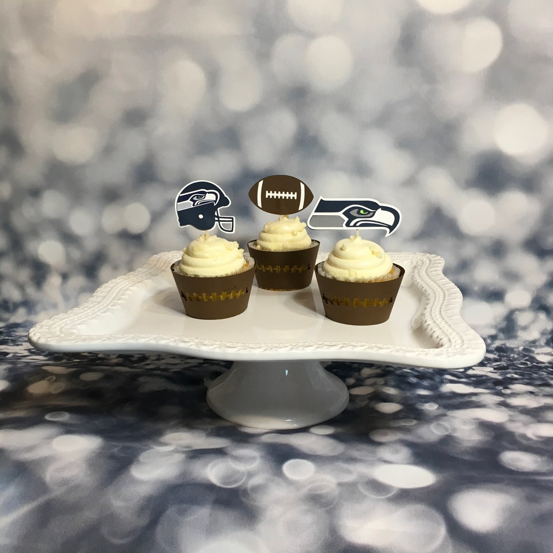 Seattle Seahawks Cupcake Toppers Food Picks Super Bowl | Etsy