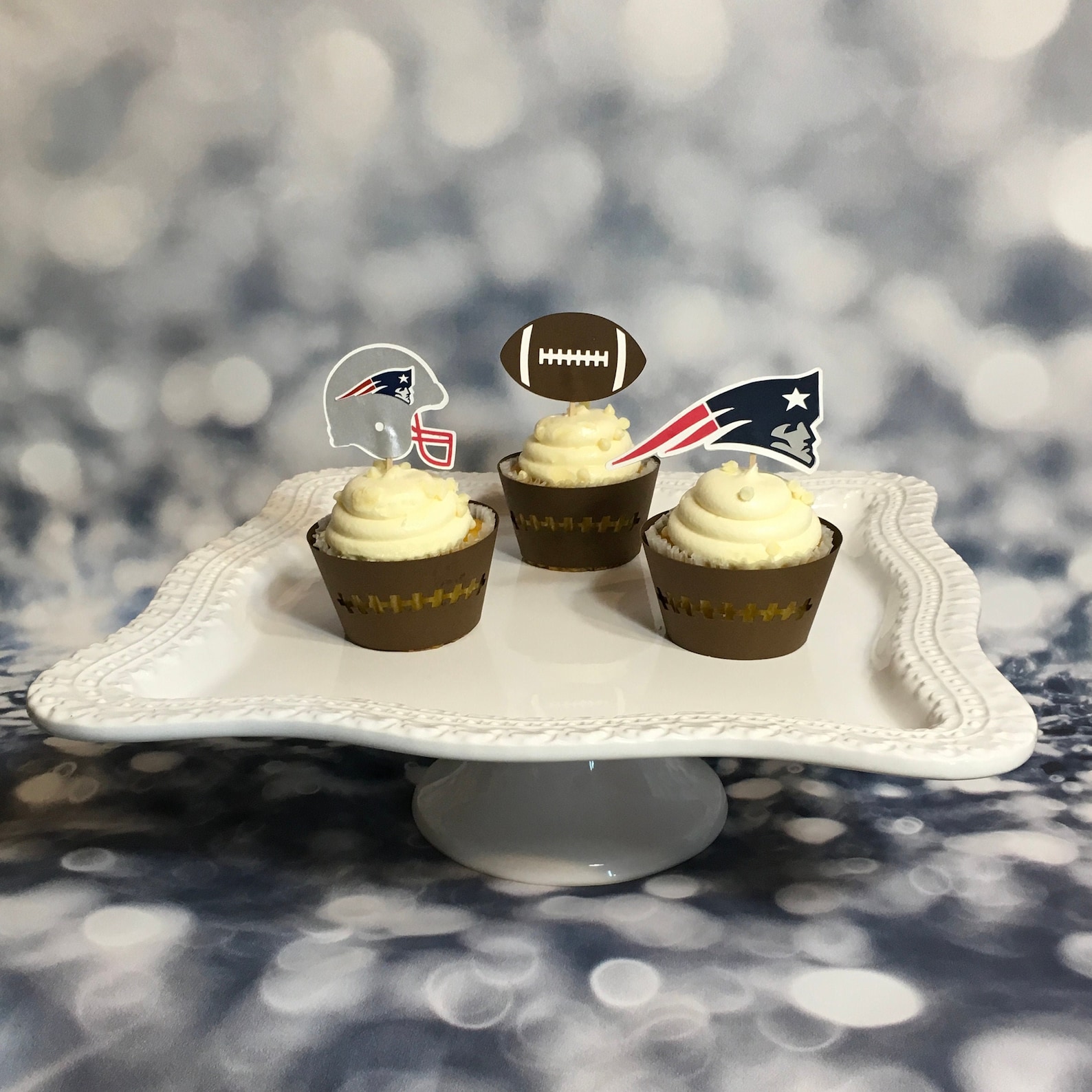 New England Patriots Cupcake Toppers Food Picks Super Bowl Etsy
