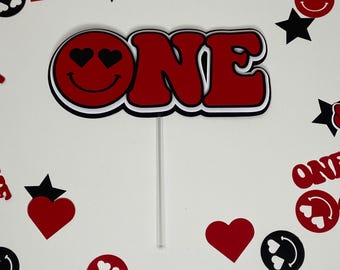 One Loved Dude Smash Cake Topper: Red & Black 1st Birthday