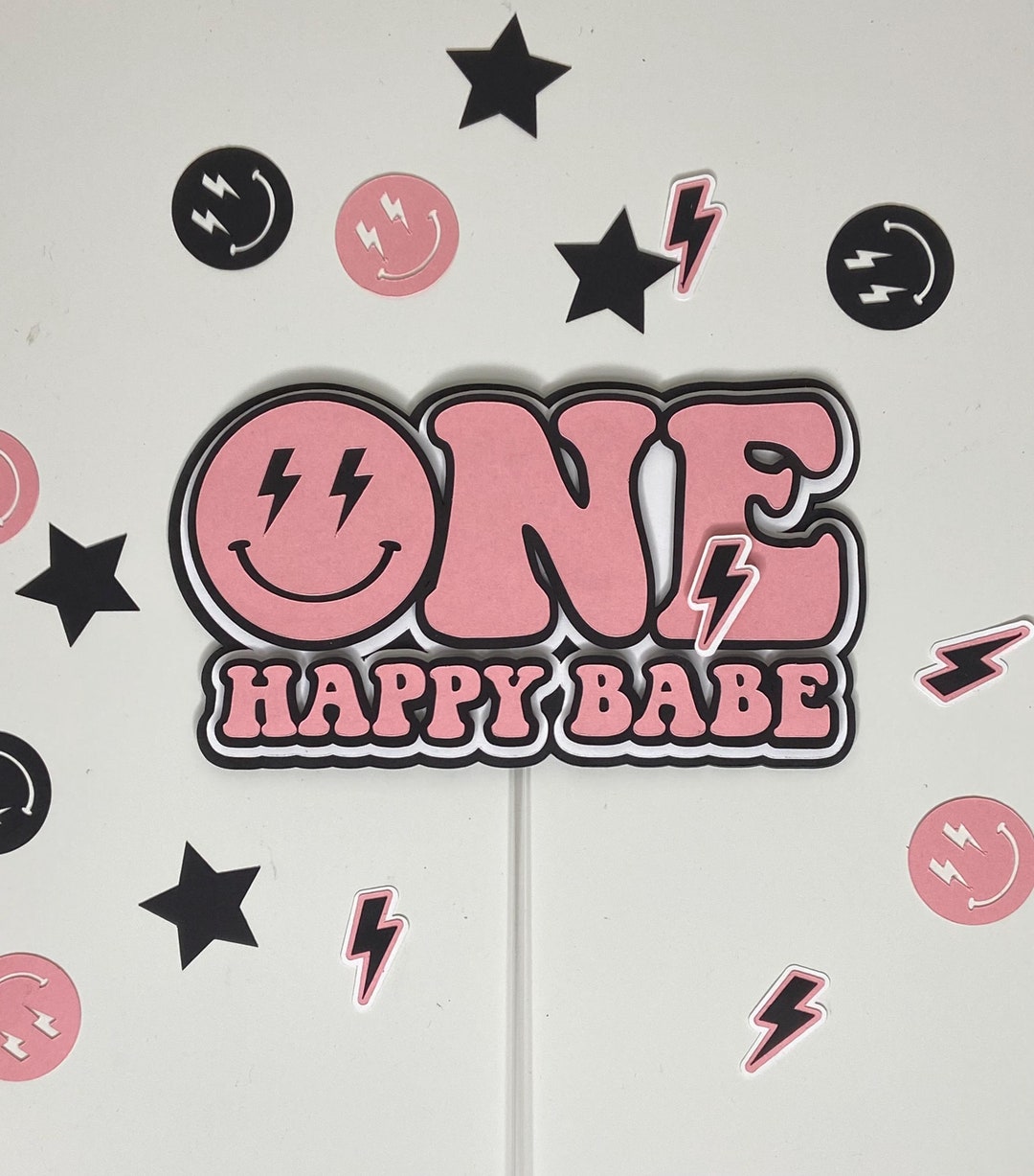 One Happy Babe Cake Topper: Pink 1st Birthday, 7