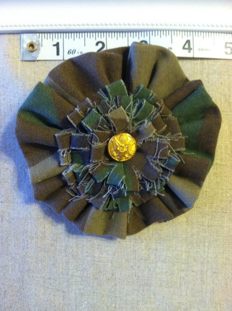 Army Proud Vintage Fabric Flower Etsy