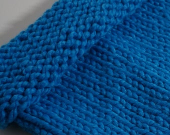Bright Blue New-born/Baby Hand-Knitted Acrylic Soft Chunky Cocoon
