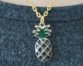 Women's Pineapple Summer Stainless Steel Gold Coloured Pendant Necklace
