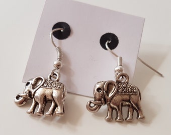 Women's Boho Hippie Silver-Plated Drop Dangle Elephant Charm Earrings