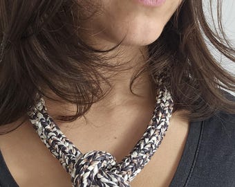 Chunky Leopard Print T-Shirt Yarn Necklace & Bracelet Set