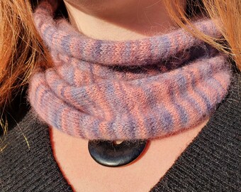 Mini. Knitted Angora Wrap Cowl Loop