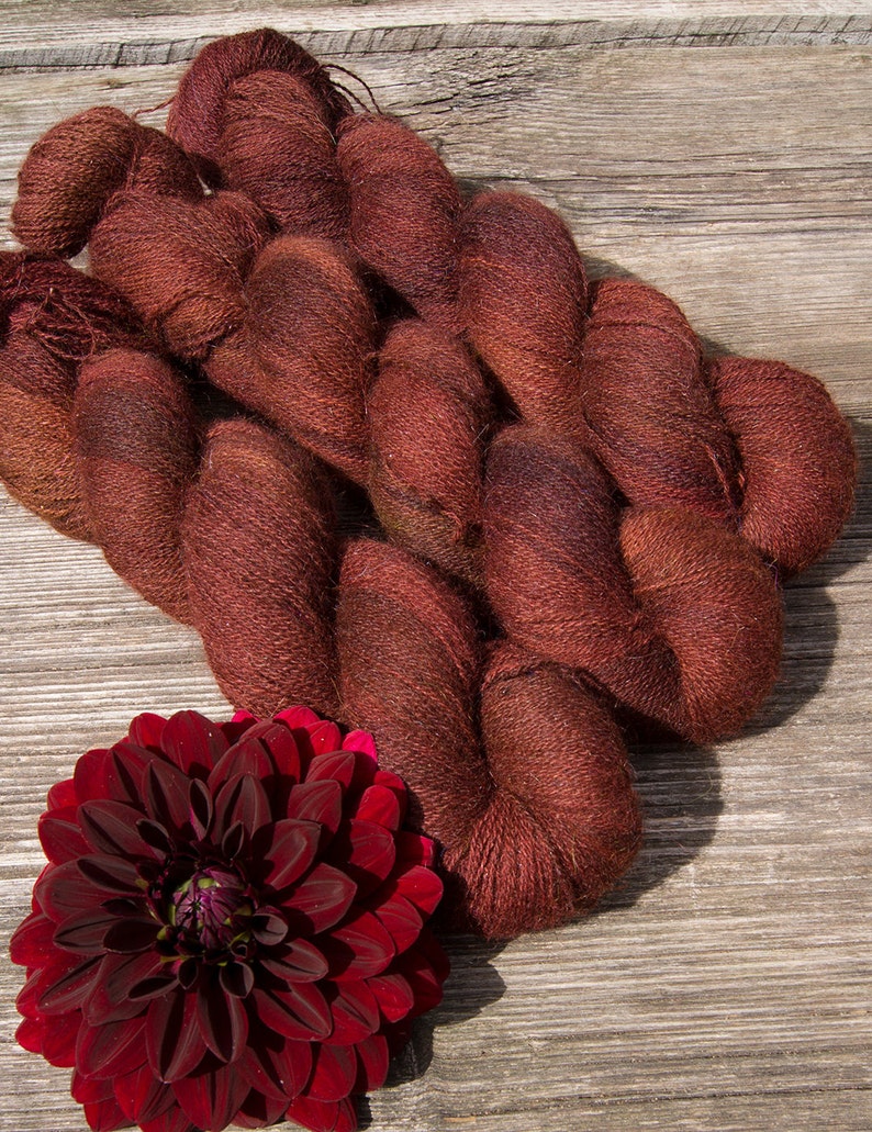 Angora PURE LACE Homegrown Bunny Yarn from Our Own Rabbitry Lace Yarn. Seidenhase Dark Brown