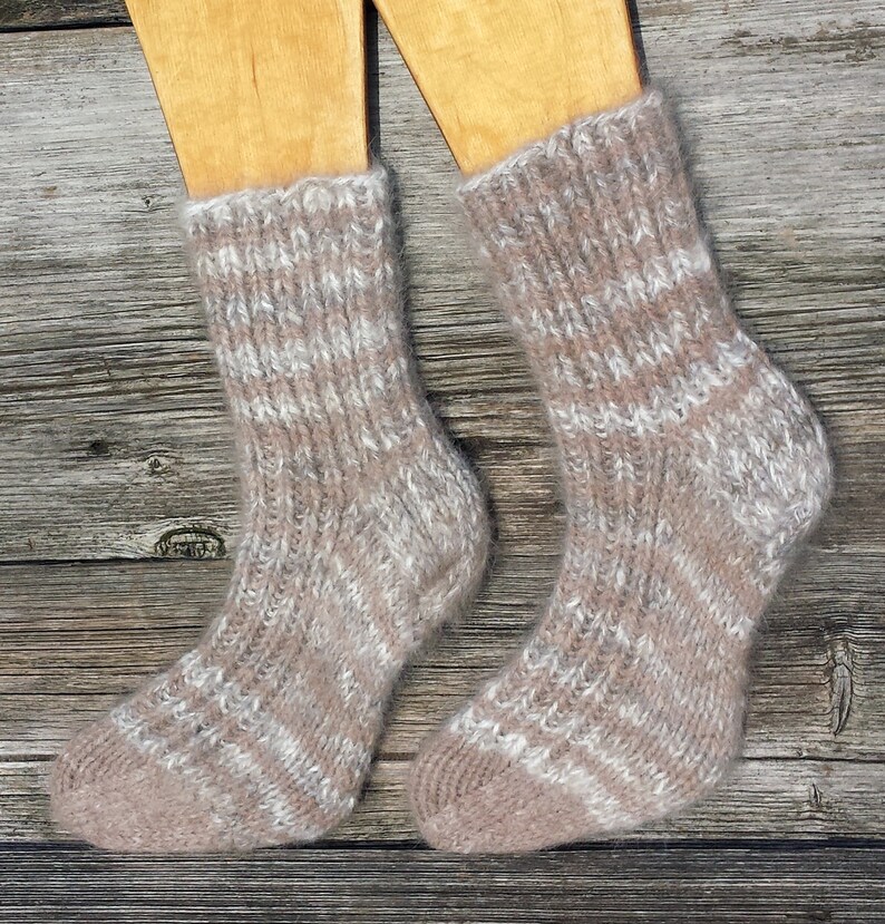 36-38 Small Cosy Superwarm HandCrafted Angora Wool Bed Socks Hand Knitted Unisex