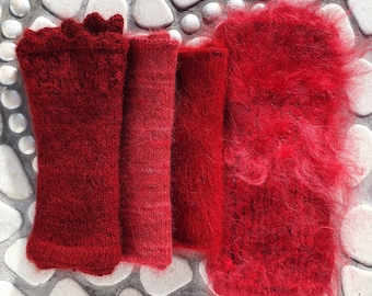 Red. Arm Warmer. Pulse Warmers. Angora. Seidenhase.