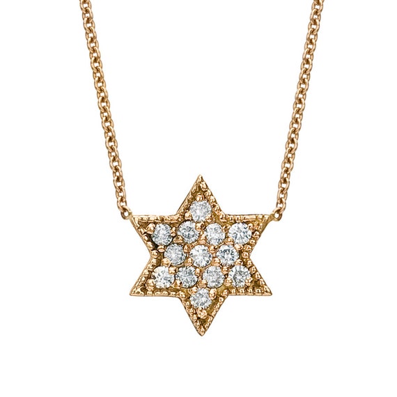 Pave diamond star of david necklace sale