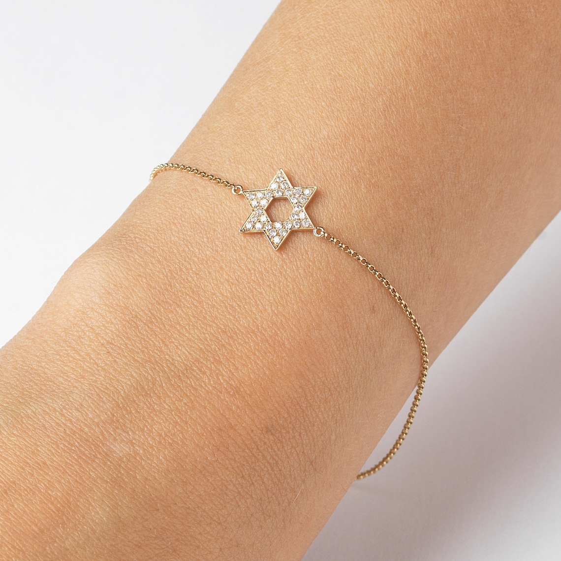 Diamond Star of David Tennis Bracelet, Star of David Bracelet, Magen