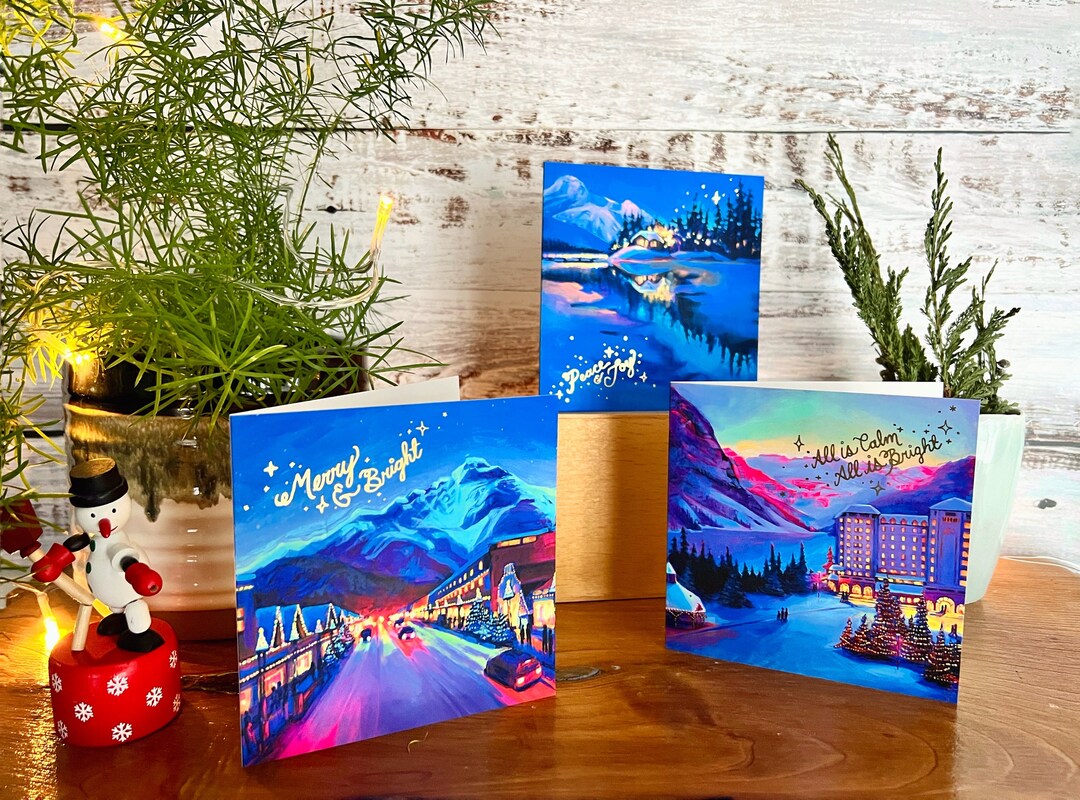 Christmas Holiday Art Cards Set of 6 Paintings of Banff - Etsy
