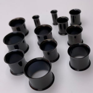 Pair of Double flare black tunnels,  tunnel blanks for jewelry making, tunnels and plugs for arts and crafts, stretched ear jewelry supplies
