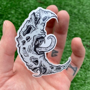 B&W monster moon sticker