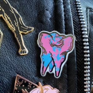 Cotton candy tooth enamel pin