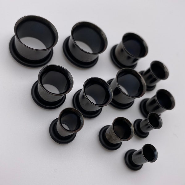 Single flare black tunnels, tunnel blanks for jewelry making, tunnels and plugs for arts and crafts, stretched ear jewelry supplies