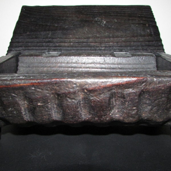 Hand Carved OOAK Solid Wood Keepsake Box Treasure Chest Small Trinket Box