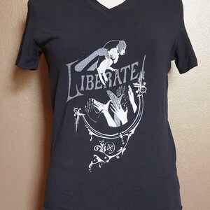 Small &quot;Liberate&quot; Tee, White Ink on Black