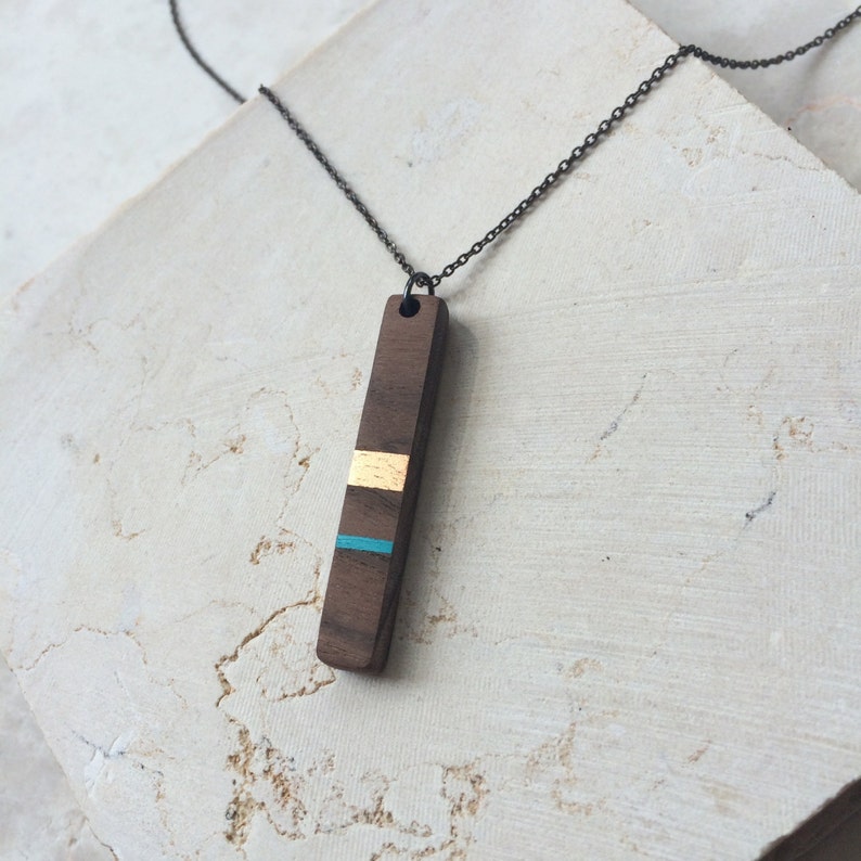 Painted Wood Jewelry Wood Pendant Necklace 5th Anniversary Etsy