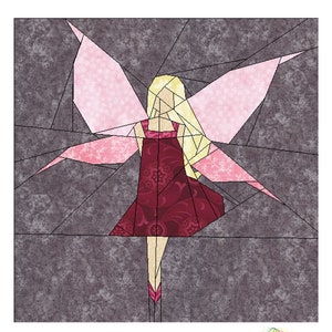 Paper Pieced Fairy 12&quot; Quilt block DIGITAL PATTERN download and Print Miss Faye