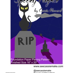 Spooky Nights Digital Halloween Foundation Paper Pieced Mini Quilt lub Quilt Block Pattern