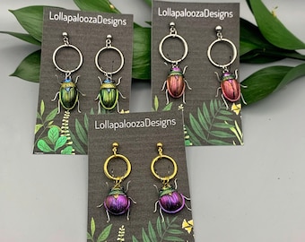 beetle insect earrings