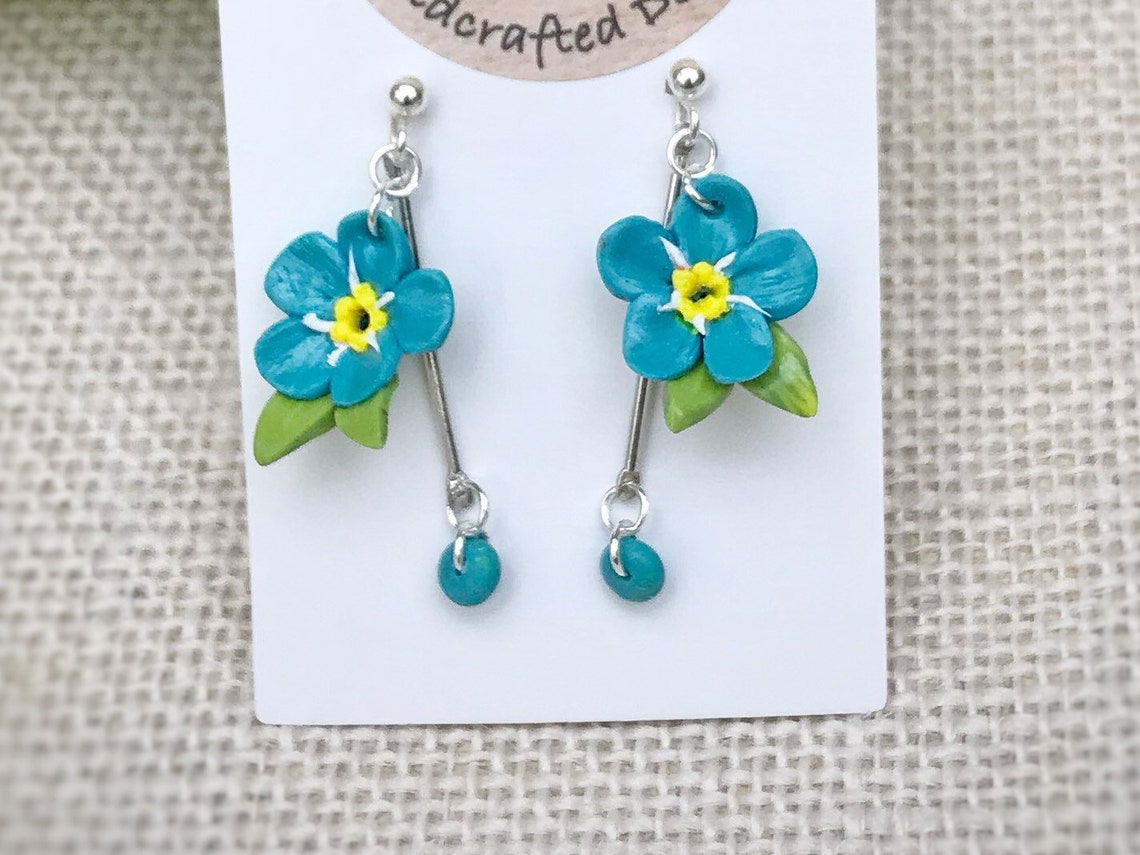 Forget me not earrings /flower earrings /hand made | Etsy