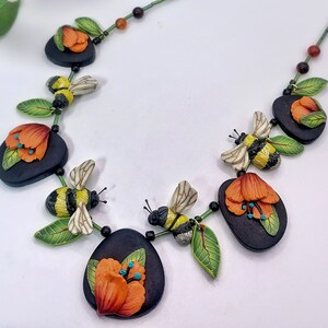 Bees and flower statement necklace