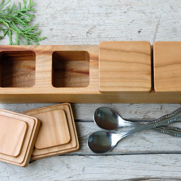 Spice rack, scatola di spezie in legno, scatola di erbe di legno, portaspezie, regalo dello chef, regalo di cibo, regalo foodie, nuova casa