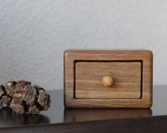 Engagement and Wedding Ring Box, Small Walnut Wood Box, Ring Bearer Box, Anniversary Gift, Handmade Proposal Box, Ring Bearer Box