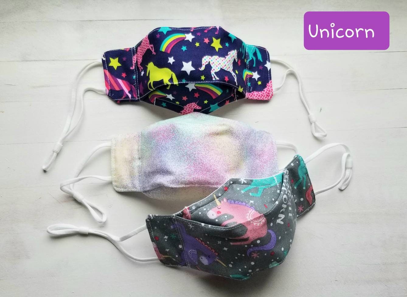 Unicorn 3D cotton Mask Back to school Reusable Washable Breathable Fa…