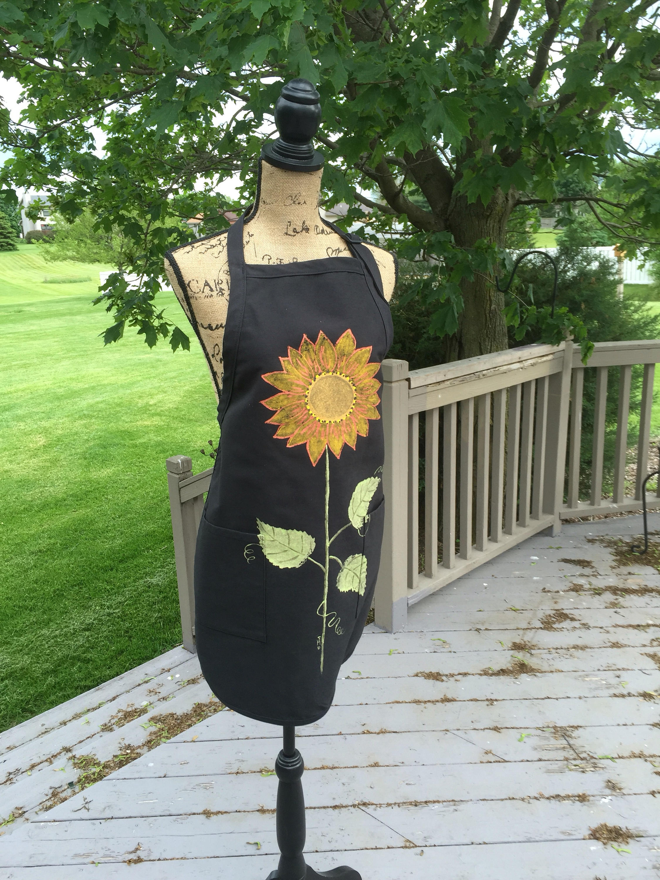 Sunflower apron for women black apron with pockets baking Etsy
