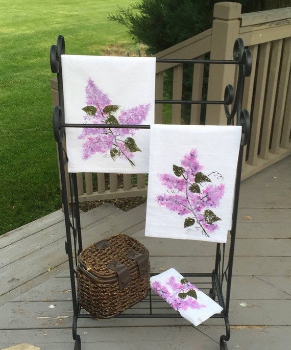 Floral Towel Lilac Bathroom Decor Flour Sack Dish Towel Mom Etsy