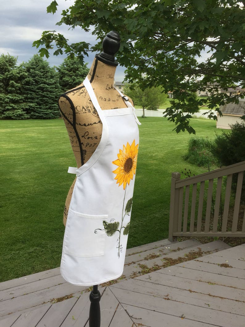 Sunflower apron for women white apron with pockets baking Etsy