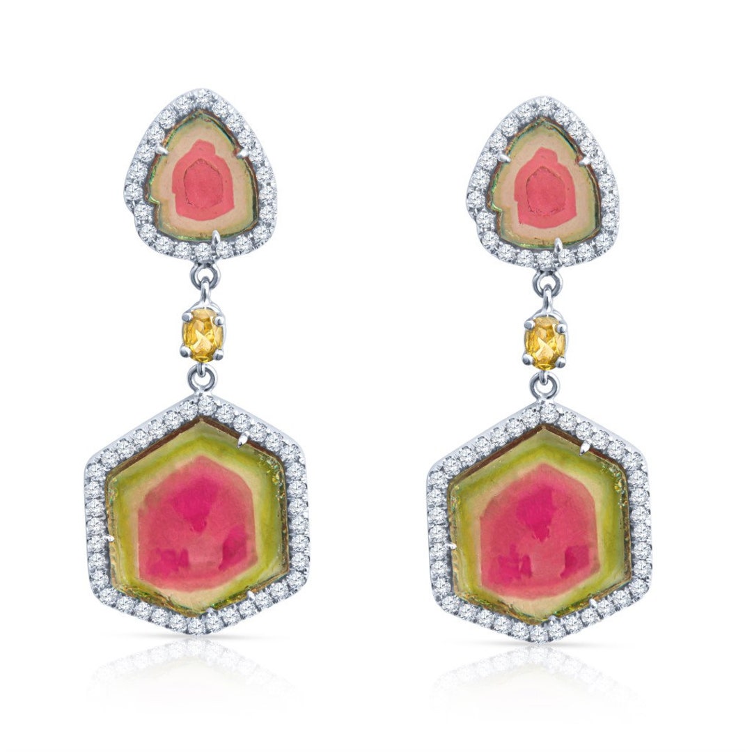 Watermelon Tourmaline Earrings / Women's Earrings - Etsy