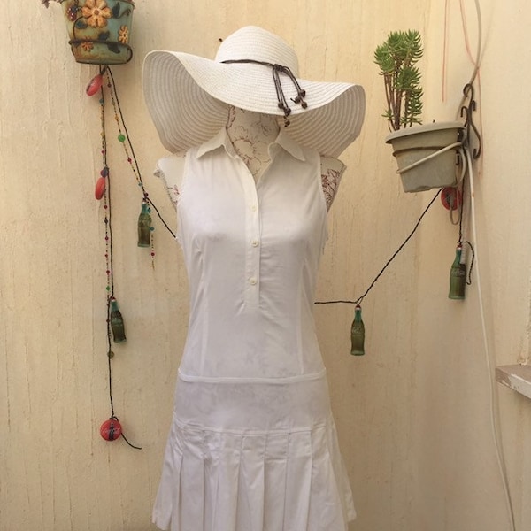 robe vintage-robe vintage courte-robe antique-robe blanche vintage-robe-robe en coton-robe-robe de tennis-robe de planche