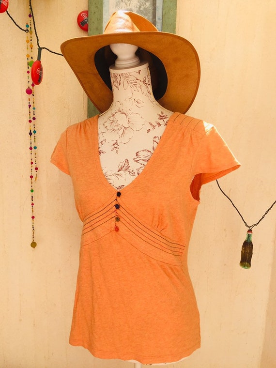 Vintage blouse-vintage shirt-vintage top-orange vi
