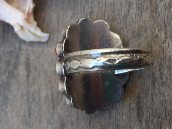 Vintage ring-vintage coral ring-vintage silver-re… - image 6